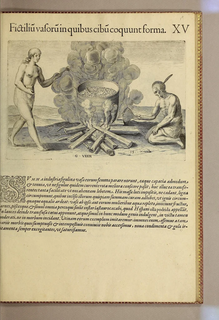 An illustration from Admiranda narratio fida tamen, de commodis et incolarum ritibus Virginiae, nuper admodum ab Anglis, qui à Dn. Richardo Greinvile equestris ordinis viro eò in coloniam anno M.D.LXXXV. : Deducti sunt inuentae, sumtus faciente Dn. VValtero Raleigh equestris ordinis viro fodinaru[m] stanni praefecto ex auctoritate serenissimae Reginae Angliae., 1590, leaf 81