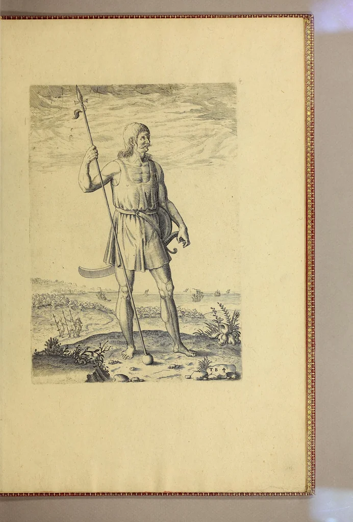 An illustration from Admiranda narratio fida tamen, de commodis et incolarum ritibus Virginiae, nuper admodum ab Anglis, qui à Dn. Richardo Greinvile equestris ordinis viro eò in coloniam anno M.D.LXXXV. : Deducti sunt inuentae, sumtus faciente Dn. VValtero Raleigh equestris ordinis viro fodinaru[m] stanni praefecto ex auctoritate serenissimae Reginae Angliae., 1608, leaf 123