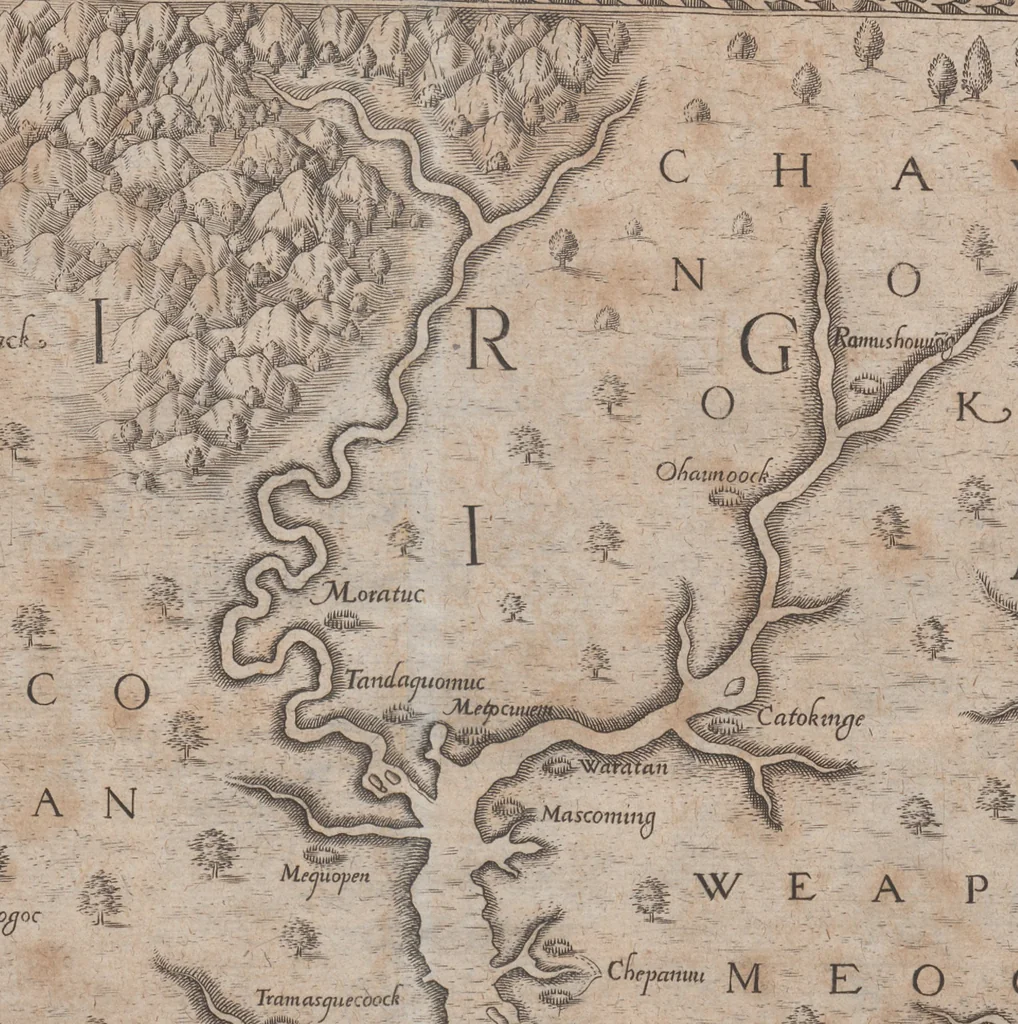 An illustration from Admiranda narratio, fida tamen, de commodis et incolarvm ritibvs Virginiae ... Anglico scripta sermone à Thoma Hariot ... nvnc avtem primvm Latio donata à C.C.A, 1608, leaf 42