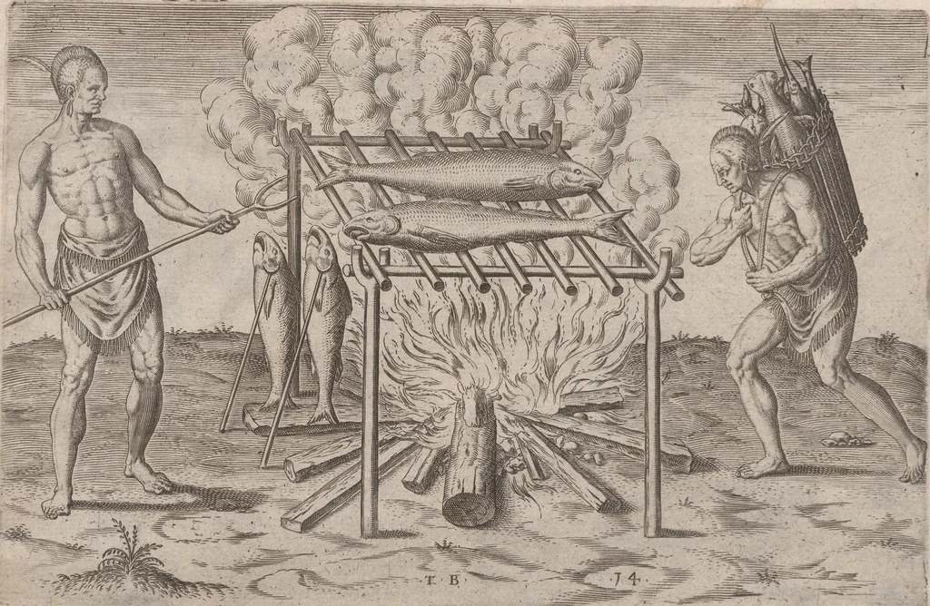 An illustration from Admiranda narratio, fida tamen, de commodis et incolarvm ritibvs Virginiae ... Anglico scripta sermone à Thoma Hariot ... nvnc avtem primvm Latio donata à C.C.A, 1608, leaf 68