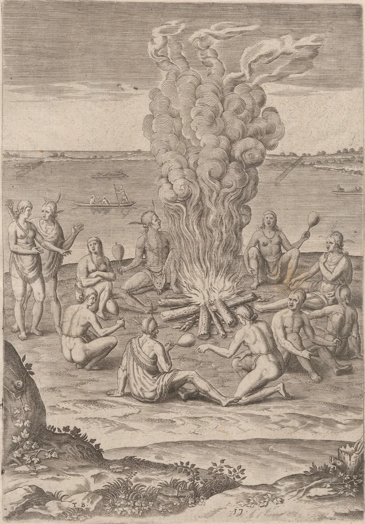 An illustration from Admiranda narratio, fida tamen, de commodis et incolarvm ritibvs Virginiae ... Anglico scripta sermone à Thoma Hariot ... nvnc avtem primvm Latio donata à C.C.A, 1608, leaf 76