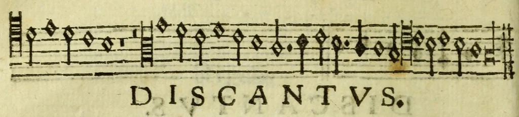 An illustration from Ad musicam practicam introductio : non modo praecepta, sed exempla quoque ad usum puerorum accommodata, quam brevissime continens, 1550, leaf 68