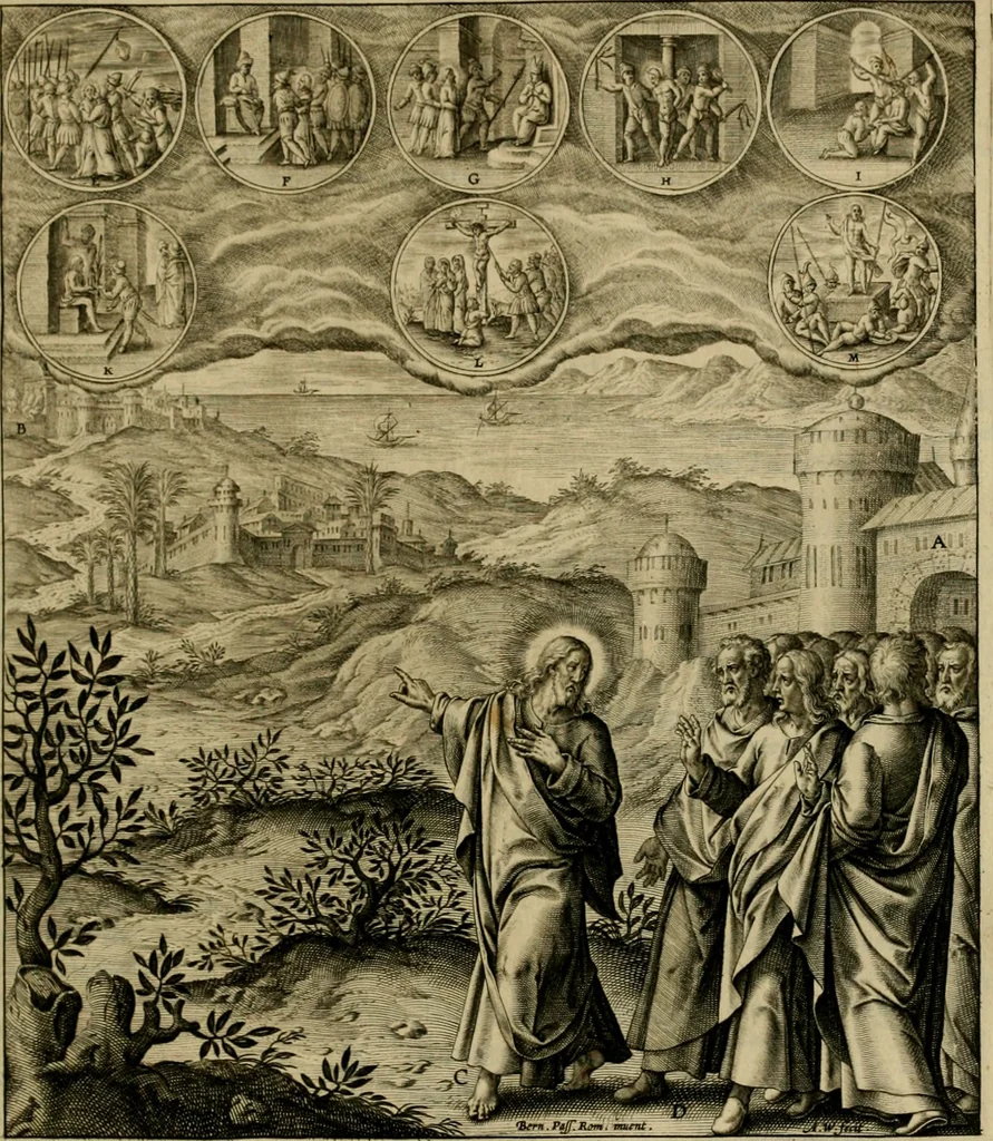 An illustration from Adnotationes et meditationes in Evangelia qvae in sacrosancto Missae sacrificio toto anno legvntur : cum Evangeliorvm concordantia historiae integritati sufficienti : accessit & index historiam ipsam euangelicam in ordinem temporis vitae Christi distribuens, 1595, leaf 124