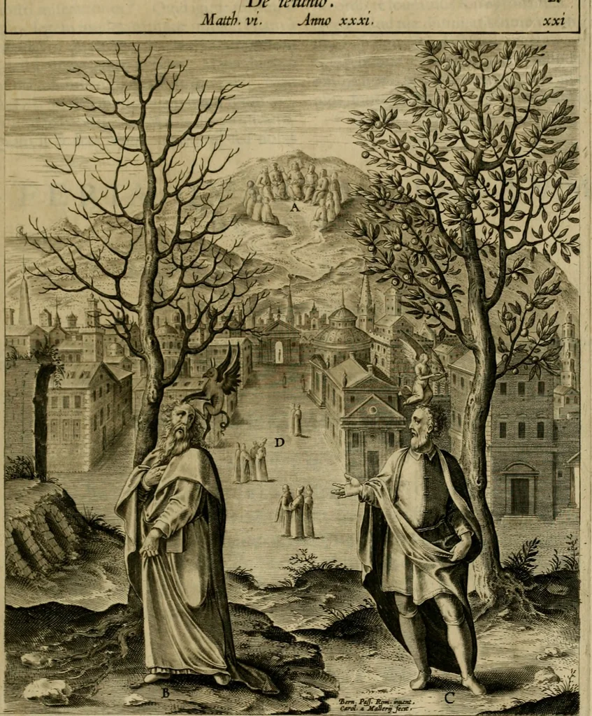 An illustration from Adnotationes et meditationes in Evangelia qvae in sacrosancto Missae sacrificio toto anno legvntur : cum Evangeliorvm concordantia historiae integritati sufficienti : accessit & index historiam ipsam euangelicam in ordinem temporis vitae Christi distribuens, 1595, leaf 138