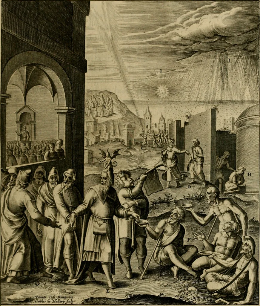 An illustration from Adnotationes et meditationes in Evangelia qvae in sacrosancto Missae sacrificio toto anno legvntur : cum Evangeliorvm concordantia historiae integritati sufficienti : accessit & index historiam ipsam euangelicam in ordinem temporis vitae Christi distribuens, 1595, leaf 146