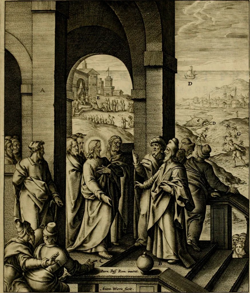 An illustration from Adnotationes et meditationes in Evangelia qvae in sacrosancto Missae sacrificio toto anno legvntur : cum Evangeliorvm concordantia historiae integritati sufficienti : accessit & index historiam ipsam euangelicam in ordinem temporis vitae Christi distribuens, 1595, leaf 176