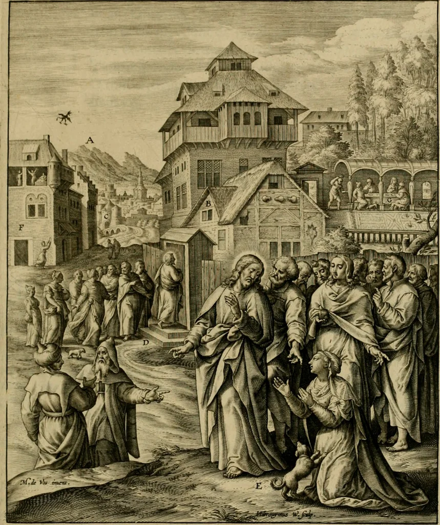 An illustration from Adnotationes et meditationes in Evangelia qvae in sacrosancto Missae sacrificio toto anno legvntur : cum Evangeliorvm concordantia historiae integritati sufficienti : accessit & index historiam ipsam euangelicam in ordinem temporis vitae Christi distribuens, 1595, leaf 182