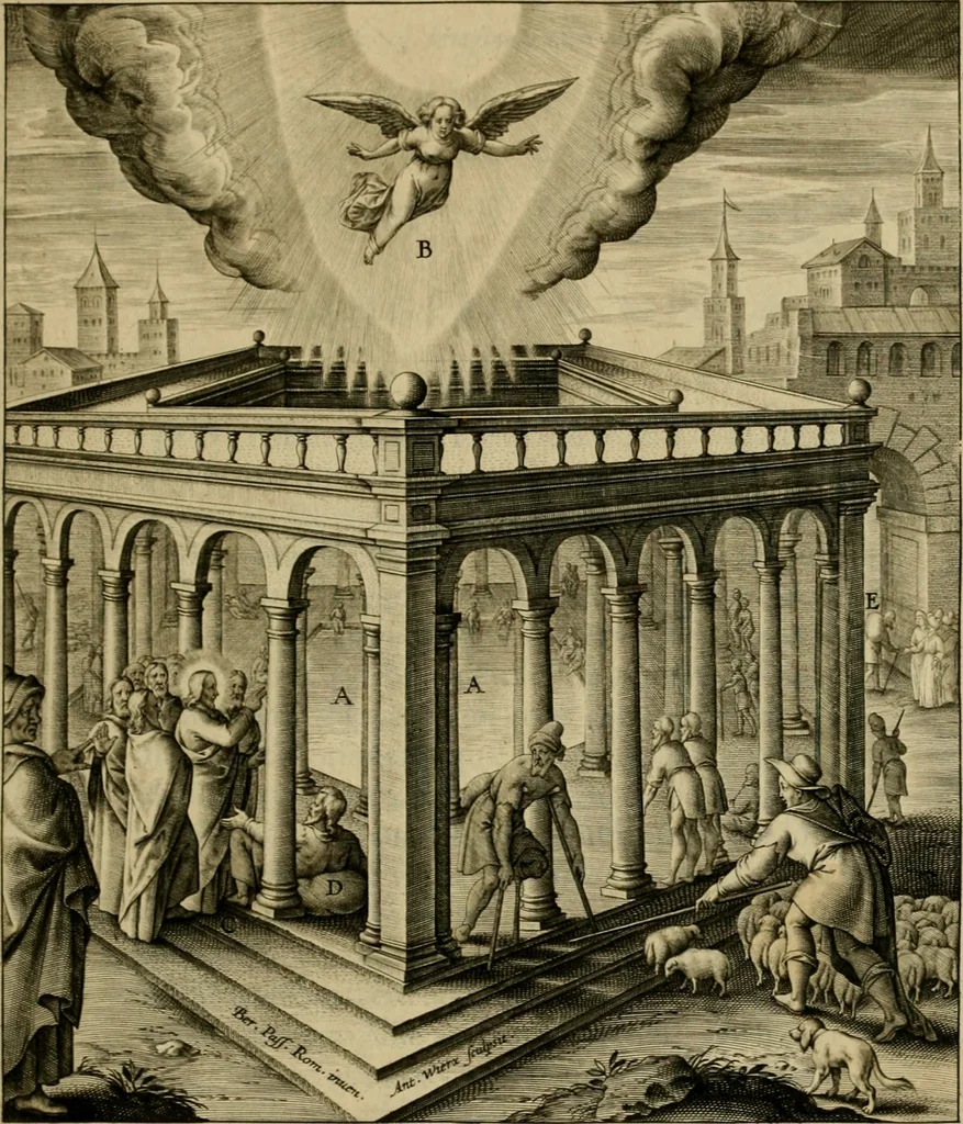 An illustration from Adnotationes et meditationes in Evangelia qvae in sacrosancto Missae sacrificio toto anno legvntur : cum Evangeliorvm concordantia historiae integritati sufficienti : accessit & index historiam ipsam euangelicam in ordinem temporis vitae Christi distribuens, 1595, leaf 186