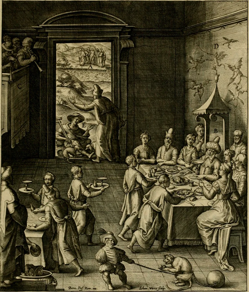 An illustration from Adnotationes et meditationes in Evangelia qvae in sacrosancto Missae sacrificio toto anno legvntur : cum Evangeliorvm concordantia historiae integritati sufficienti : accessit & index historiam ipsam euangelicam in ordinem temporis vitae Christi distribuens, 1595, leaf 210