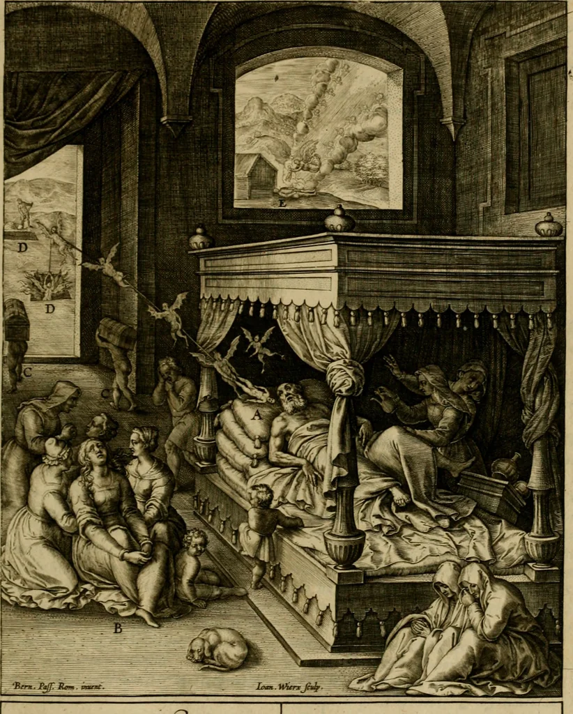 An illustration from Adnotationes et meditationes in Evangelia qvae in sacrosancto Missae sacrificio toto anno legvntur : cum Evangeliorvm concordantia historiae integritati sufficienti : accessit & index historiam ipsam euangelicam in ordinem temporis vitae Christi distribuens, 1595, leaf 214
