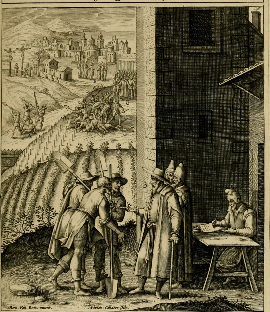 An illustration from Adnotationes et meditationes in Evangelia qvae in sacrosancto Missae sacrificio toto anno legvntur : cum Evangeliorvm concordantia historiae integritati sufficienti : accessit & index historiam ipsam euangelicam in ordinem temporis vitae Christi distribuens, 1595, leaf 226