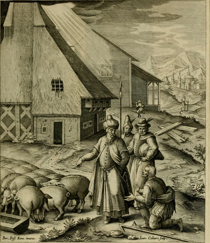 An illustration from Adnotationes et meditationes in Evangelia qvae in sacrosancto Missae sacrificio toto anno legvntur : cum Evangeliorvm concordantia historiae integritati sufficienti : accessit & index historiam ipsam euangelicam in ordinem temporis vitae Christi distribuens, 1595, leaf 234