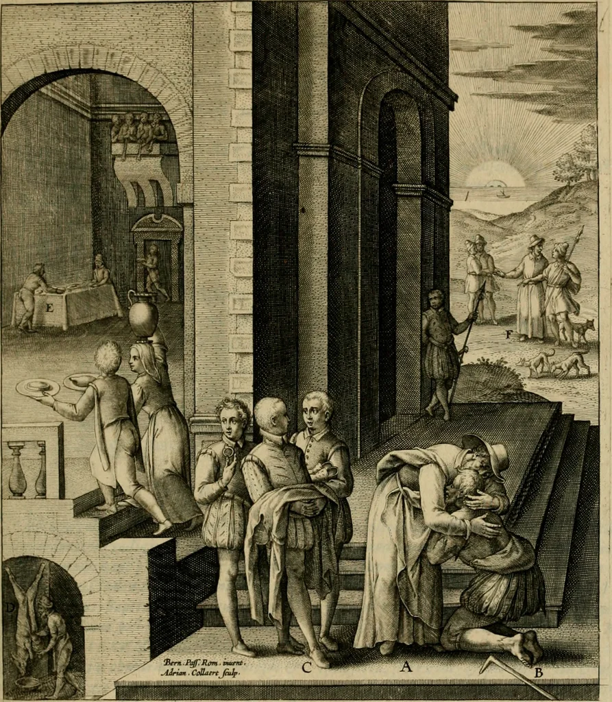 An illustration from Adnotationes et meditationes in Evangelia qvae in sacrosancto Missae sacrificio toto anno legvntur : cum Evangeliorvm concordantia historiae integritati sufficienti : accessit & index historiam ipsam euangelicam in ordinem temporis vitae Christi distribuens, 1595, leaf 236