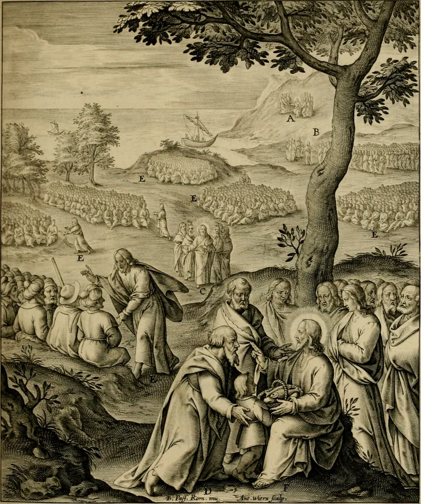 An illustration from Adnotationes et meditationes in Evangelia qvae in sacrosancto Missae sacrificio toto anno legvntur : cum Evangeliorvm concordantia historiae integritati sufficienti : accessit & index historiam ipsam euangelicam in ordinem temporis vitae Christi distribuens, 1595, leaf 288