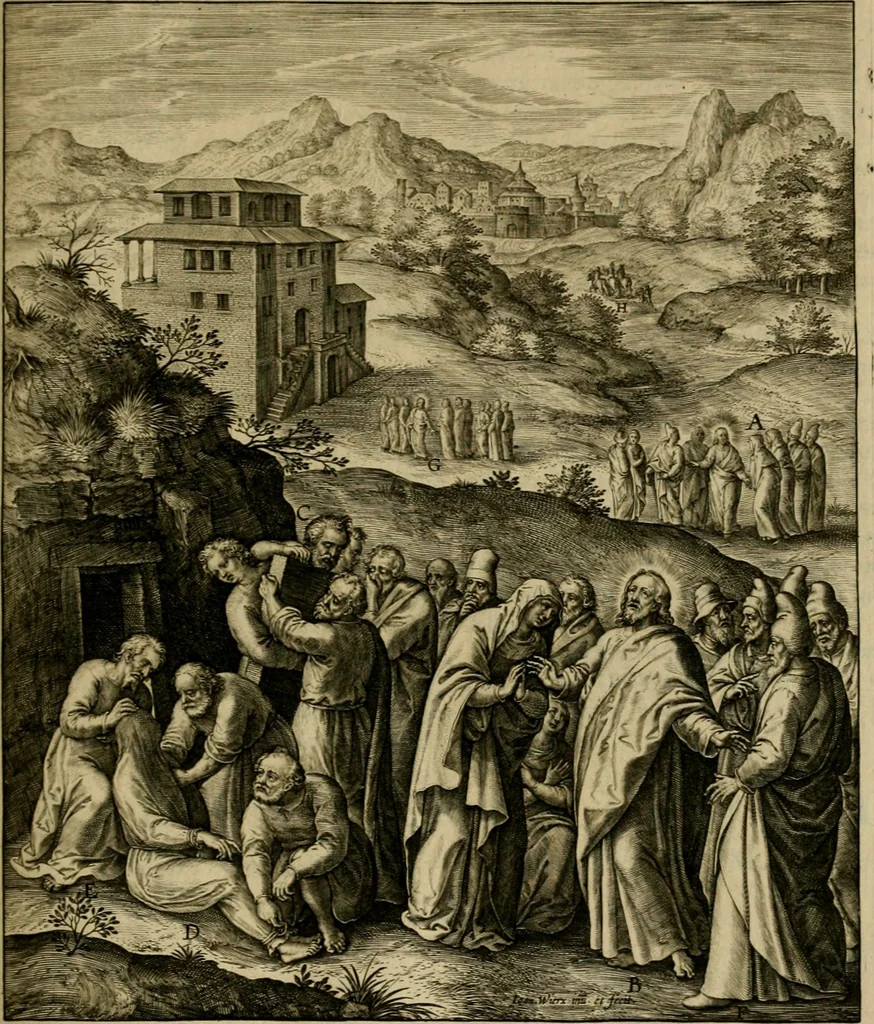 An illustration from Adnotationes et meditationes in Evangelia qvae in sacrosancto Missae sacrificio toto anno legvntur : cum Evangeliorvm concordantia historiae integritati sufficienti : accessit & index historiam ipsam euangelicam in ordinem temporis vitae Christi distribuens, 1595, leaf 322