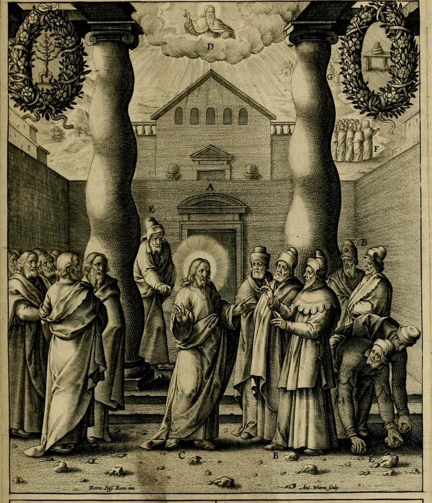 An illustration from Adnotationes et meditationes in Evangelia qvae in sacrosancto Missae sacrificio toto anno legvntur : cum Evangeliorvm concordantia historiae integritati sufficienti : accessit & index historiam ipsam euangelicam in ordinem temporis vitae Christi distribuens, 1595, leaf 344