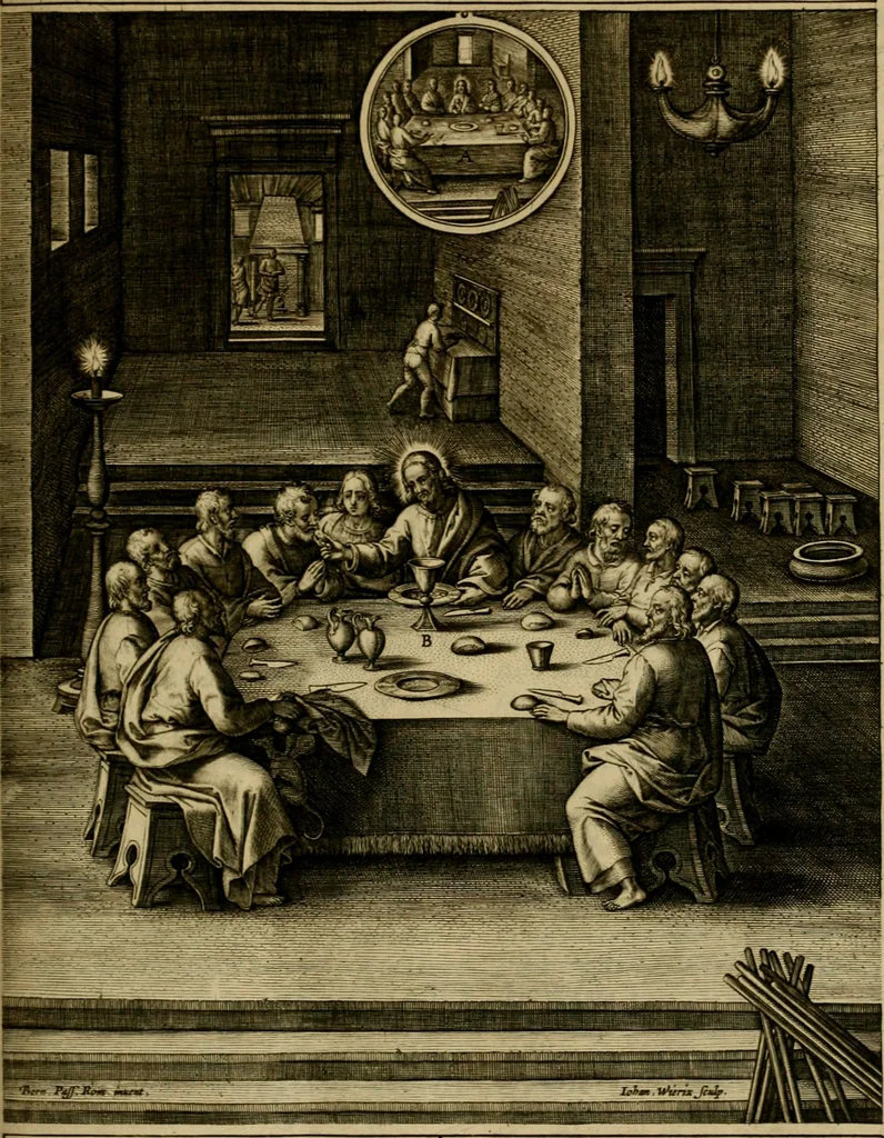 An illustration from Adnotationes et meditationes in Evangelia qvae in sacrosancto Missae sacrificio toto anno legvntur : cum Evangeliorvm concordantia historiae integritati sufficienti : accessit & index historiam ipsam euangelicam in ordinem temporis vitae Christi distribuens, 1595, leaf 400