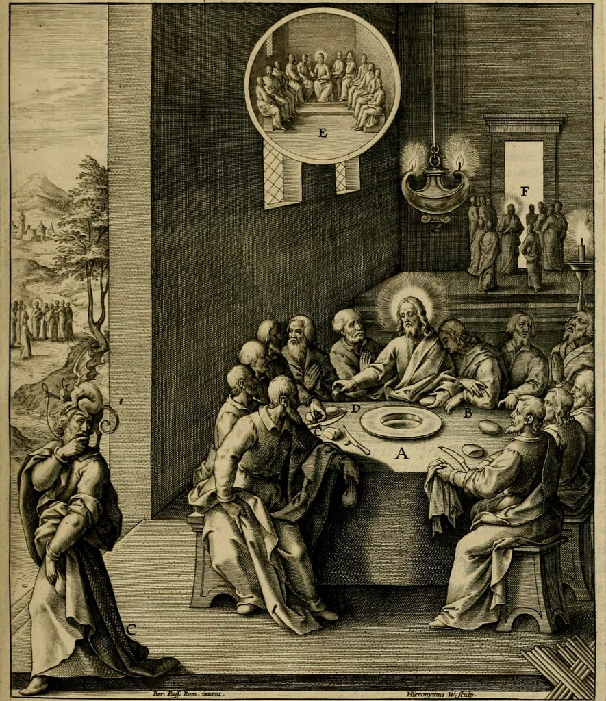 An illustration from Adnotationes et meditationes in Evangelia qvae in sacrosancto Missae sacrificio toto anno legvntur : cum Evangeliorvm concordantia historiae integritati sufficienti : accessit & index historiam ipsam euangelicam in ordinem temporis vitae Christi distribuens, 1595, leaf 406