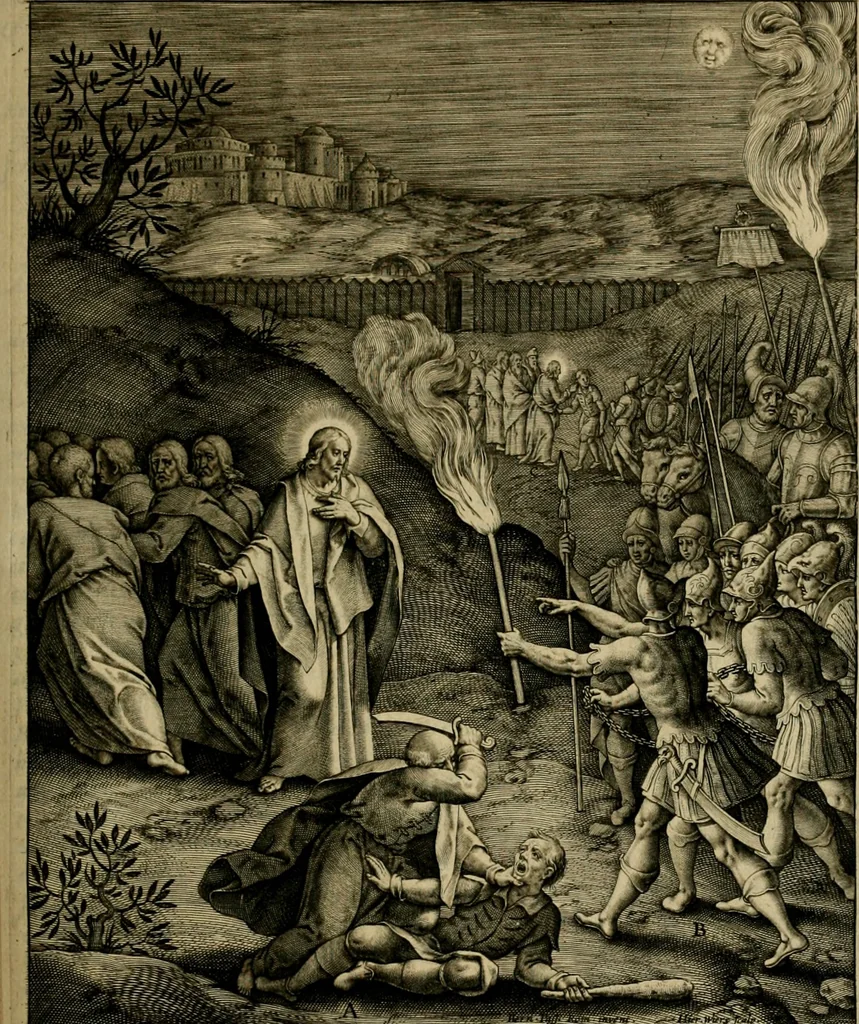 An illustration from Adnotationes et meditationes in Evangelia qvae in sacrosancto Missae sacrificio toto anno legvntur : cum Evangeliorvm concordantia historiae integritati sufficienti : accessit & index historiam ipsam euangelicam in ordinem temporis vitae Christi distribuens, 1595, leaf 430