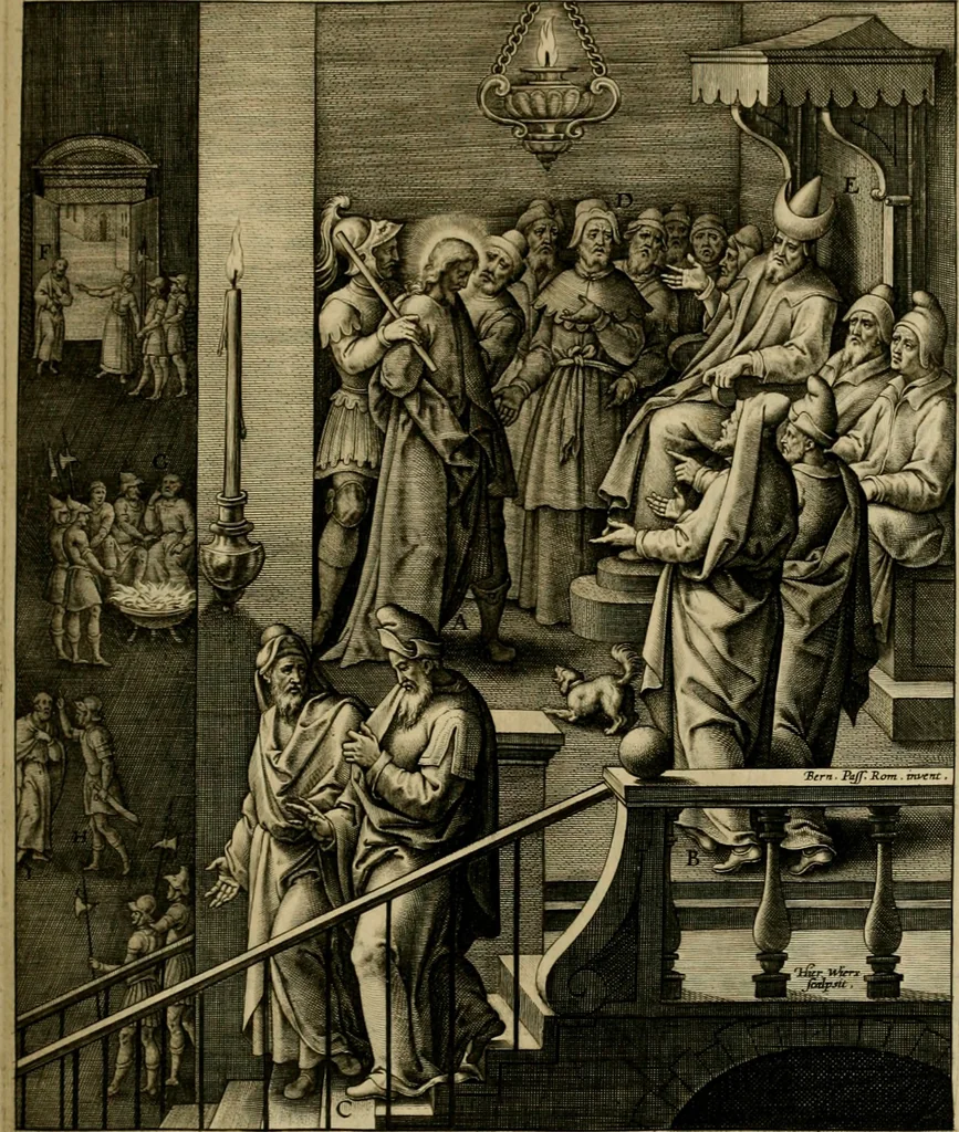 An illustration from Adnotationes et meditationes in Evangelia qvae in sacrosancto Missae sacrificio toto anno legvntur : cum Evangeliorvm concordantia historiae integritati sufficienti : accessit & index historiam ipsam euangelicam in ordinem temporis vitae Christi distribuens, 1595, leaf 448