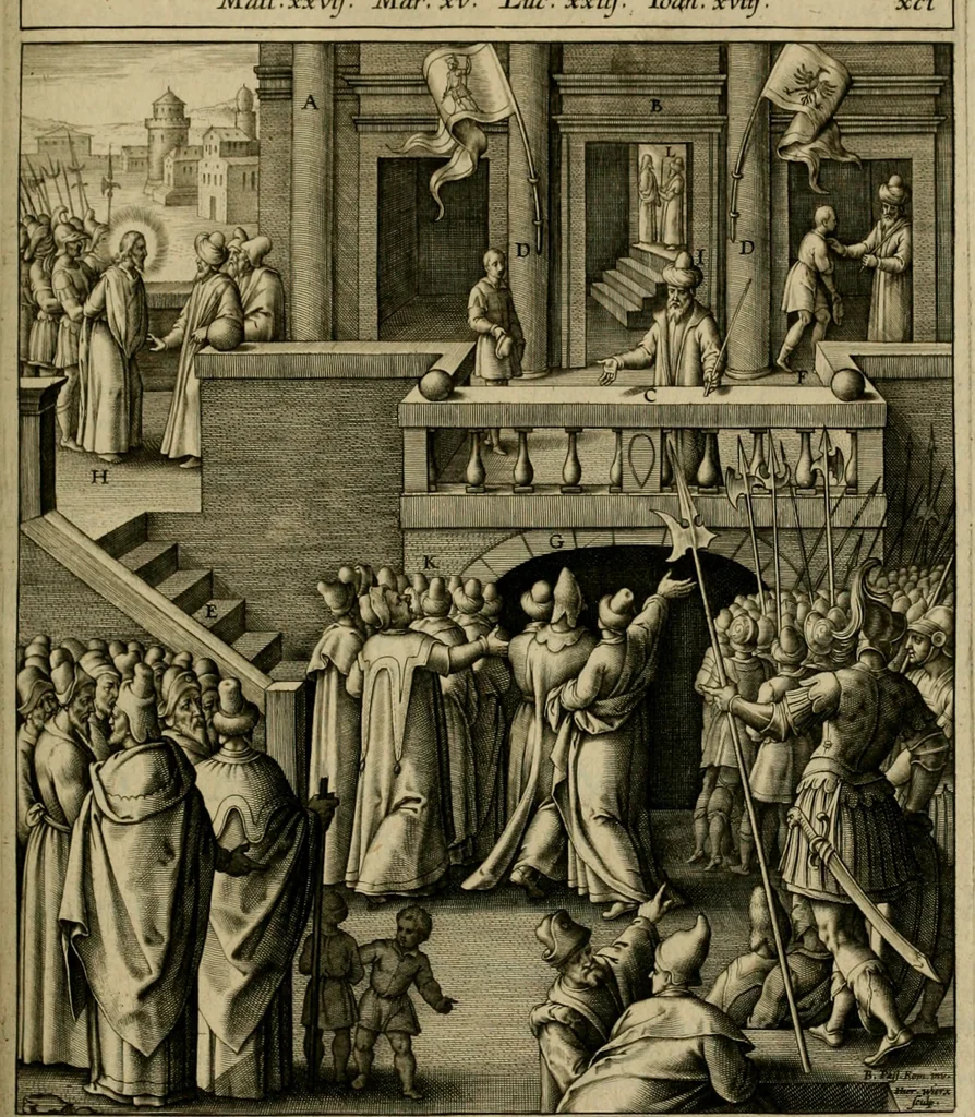 An illustration from Adnotationes et meditationes in Evangelia qvae in sacrosancto Missae sacrificio toto anno legvntur : cum Evangeliorvm concordantia historiae integritati sufficienti : accessit & index historiam ipsam euangelicam in ordinem temporis vitae Christi distribuens, 1595, leaf 472