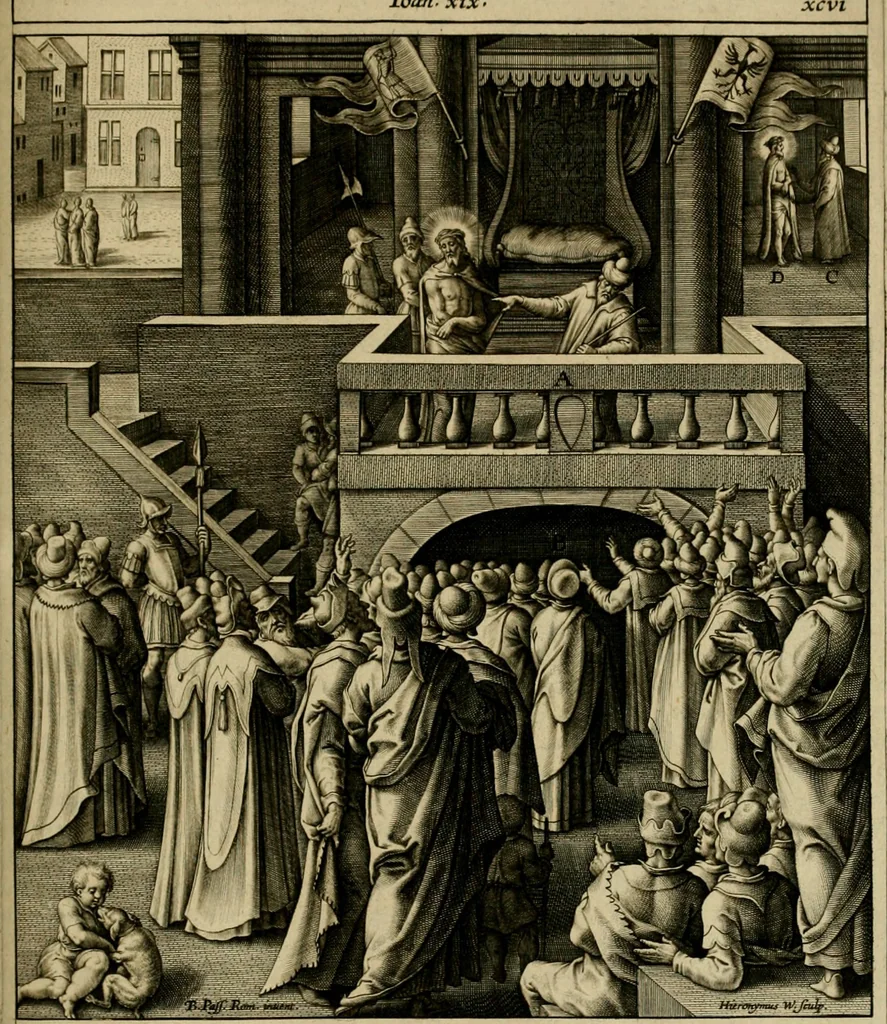 An illustration from Adnotationes et meditationes in Evangelia qvae in sacrosancto Missae sacrificio toto anno legvntur : cum Evangeliorvm concordantia historiae integritati sufficienti : accessit & index historiam ipsam euangelicam in ordinem temporis vitae Christi distribuens, 1595, leaf 512