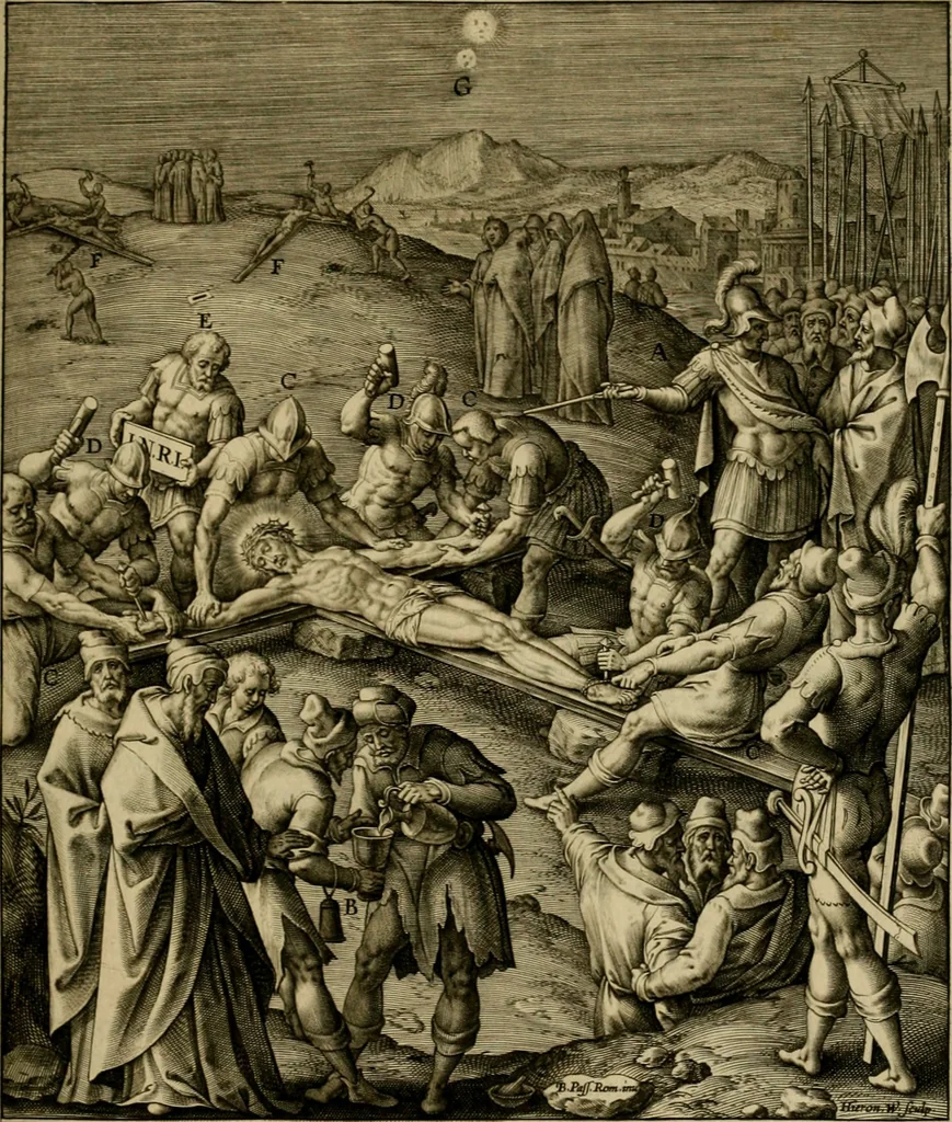An illustration from Adnotationes et meditationes in Evangelia qvae in sacrosancto Missae sacrificio toto anno legvntur : cum Evangeliorvm concordantia historiae integritati sufficienti : accessit & index historiam ipsam euangelicam in ordinem temporis vitae Christi distribuens, 1595, leaf 542