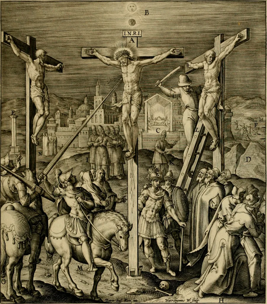 An illustration from Adnotationes et meditationes in Evangelia qvae in sacrosancto Missae sacrificio toto anno legvntur : cum Evangeliorvm concordantia historiae integritati sufficienti : accessit & index historiam ipsam euangelicam in ordinem temporis vitae Christi distribuens, 1595, leaf 588