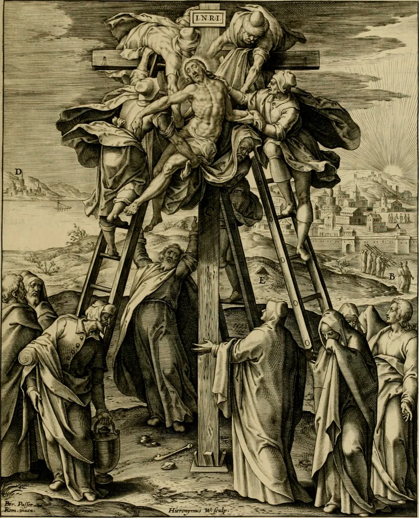 An illustration from Adnotationes et meditationes in Evangelia qvae in sacrosancto Missae sacrificio toto anno legvntur : cum Evangeliorvm concordantia historiae integritati sufficienti : accessit & index historiam ipsam euangelicam in ordinem temporis vitae Christi distribuens, 1595, leaf 598