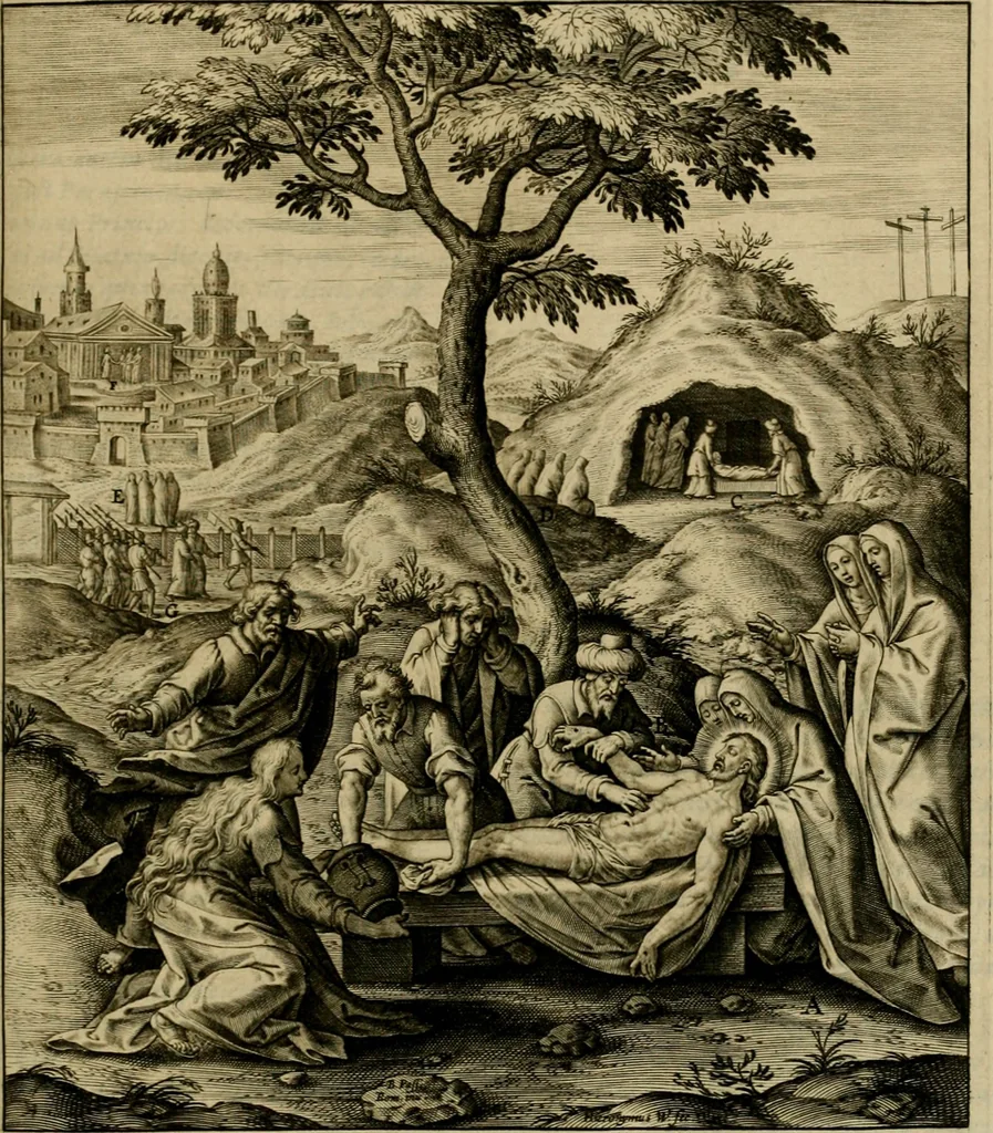 An illustration from Adnotationes et meditationes in Evangelia qvae in sacrosancto Missae sacrificio toto anno legvntur : cum Evangeliorvm concordantia historiae integritati sufficienti : accessit & index historiam ipsam euangelicam in ordinem temporis vitae Christi distribuens, 1595, leaf 604