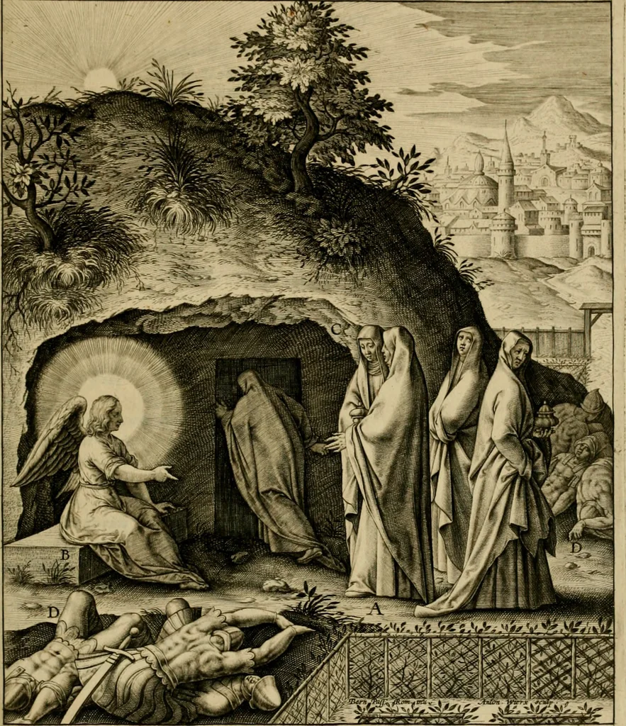 An illustration from Adnotationes et meditationes in Evangelia qvae in sacrosancto Missae sacrificio toto anno legvntur : cum Evangeliorvm concordantia historiae integritati sufficienti : accessit & index historiam ipsam euangelicam in ordinem temporis vitae Christi distribuens, 1595, leaf 628