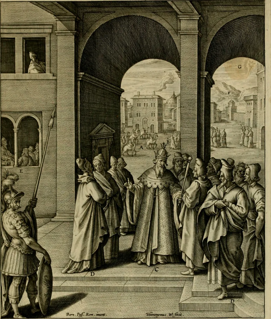 An illustration from Adnotationes et meditationes in Evangelia qvae in sacrosancto Missae sacrificio toto anno legvntur : cum Evangeliorvm concordantia historiae integritati sufficienti : accessit & index historiam ipsam euangelicam in ordinem temporis vitae Christi distribuens, 1595, leaf 66