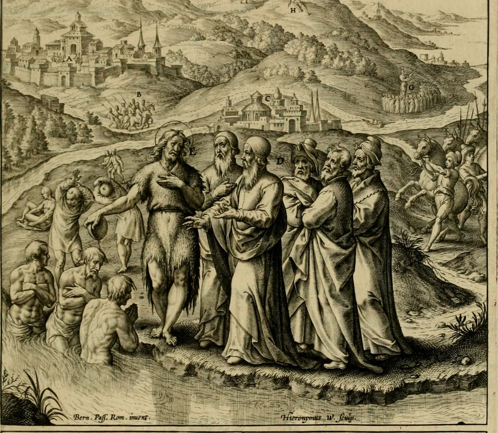 An illustration from Adnotationes et meditationes in Evangelia qvae in sacrosancto Missae sacrificio toto anno legvntur : cum Evangeliorvm concordantia historiae integritati sufficienti : accessit & index historiam ipsam euangelicam in ordinem temporis vitae Christi distribuens, 1595, leaf 68