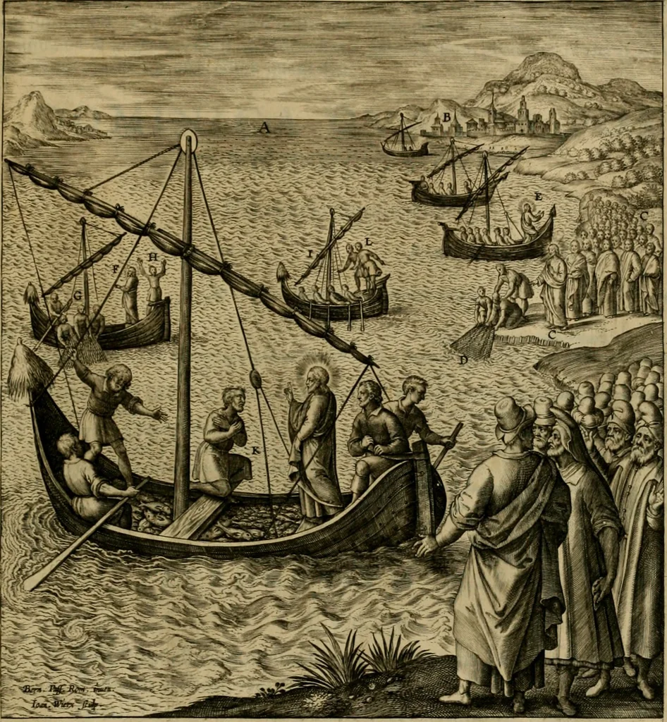 An illustration from Adnotationes et meditationes in Evangelia qvae in sacrosancto Missae sacrificio toto anno legvntur : cum Evangeliorvm concordantia historiae integritati sufficienti : accessit & index historiam ipsam euangelicam in ordinem temporis vitae Christi distribuens, 1595, leaf 750