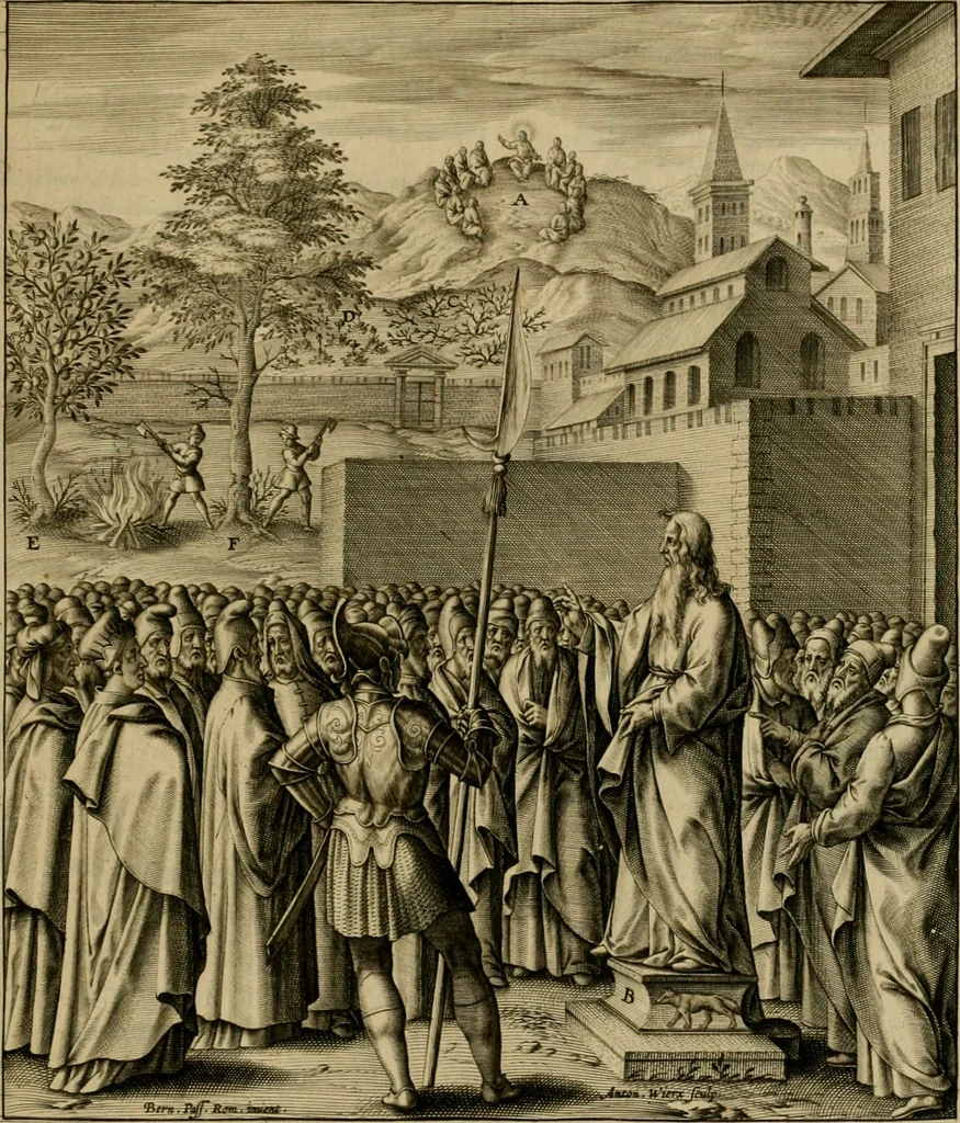 An illustration from Adnotationes et meditationes in Evangelia qvae in sacrosancto Missae sacrificio toto anno legvntur : cum Evangeliorvm concordantia historiae integritati sufficienti : accessit & index historiam ipsam euangelicam in ordinem temporis vitae Christi distribuens, 1595, leaf 764