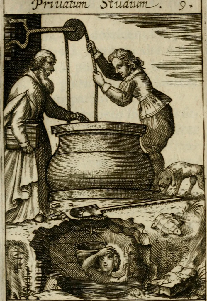 An illustration from Adolescens academicus sub institutione Salomonis, 1633, leaf 214