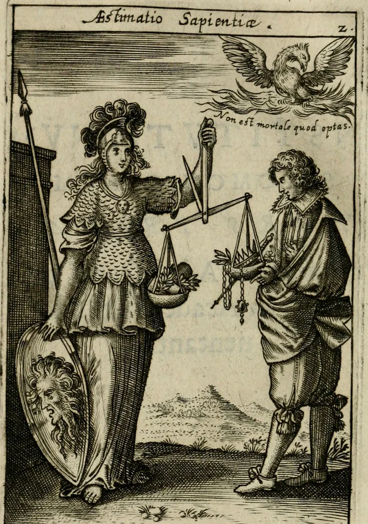 An illustration from Adolescens academicus sub institutione Salomonis, 1633, leaf 73