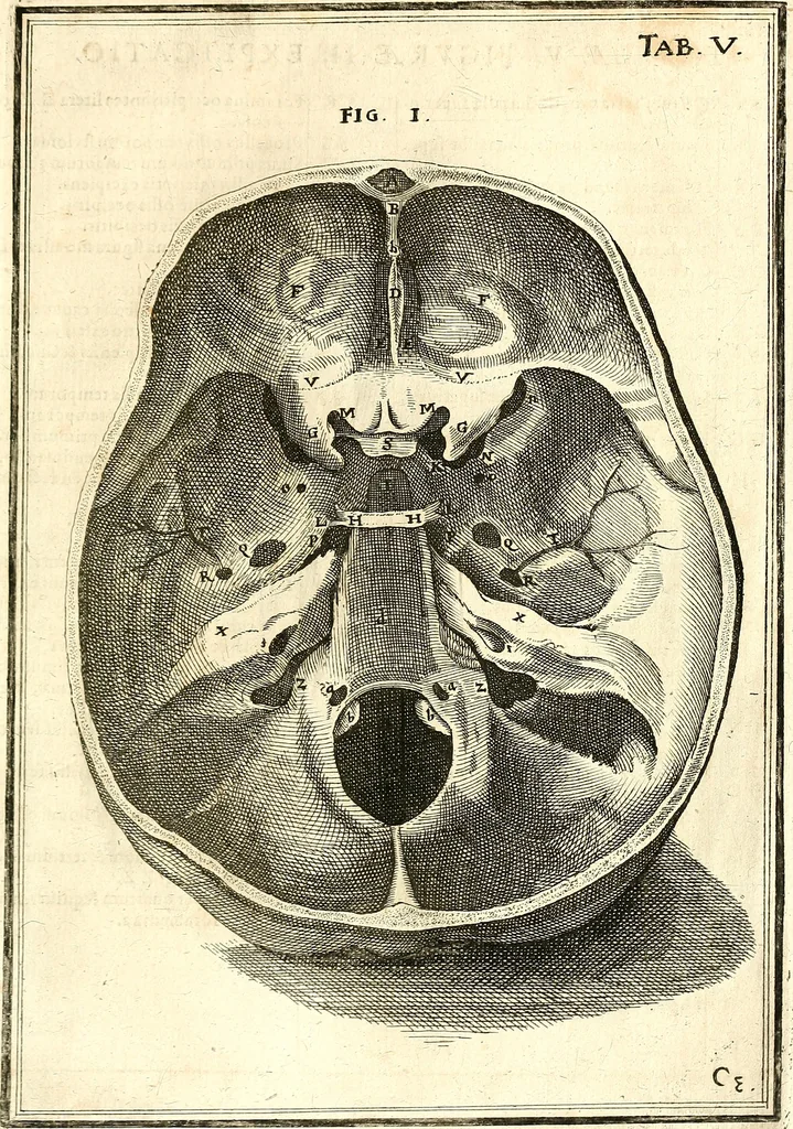 An illustration from Adriani Spigelii ... De humani corporis fabrica libri decem, tabulis XCIIX aeri incisis elegantissimis, nec antehac visis exornati. Serenissimo Ioanni Cornelio Venetiarum duci dicati : opus posthumum : Daniel Bucretius Vratislaviensis Philos. & Medic. D, 1632, leaf 450
