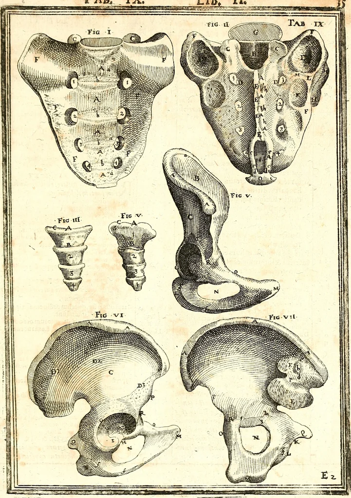 An illustration from Adriani Spigelii ... De humani corporis fabrica libri decem, tabulis XCIIX aeri incisis elegantissimis, nec antehac visis exornati. Serenissimo Ioanni Cornelio Venetiarum duci dicati : opus posthumum : Daniel Bucretius Vratislaviensis Philos. & Medic. D, 1632, leaf 464