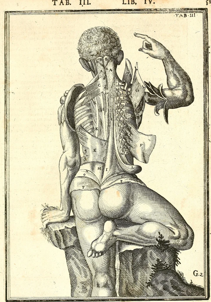 An illustration from Adriani Spigelii ... De humani corporis fabrica libri decem, tabulis XCIIX aeri incisis elegantissimis, nec antehac visis exornati. Serenissimo Ioanni Cornelio Venetiarum duci dicati : opus posthumum : Daniel Bucretius Vratislaviensis Philos. & Medic. D, 1632, leaf 480