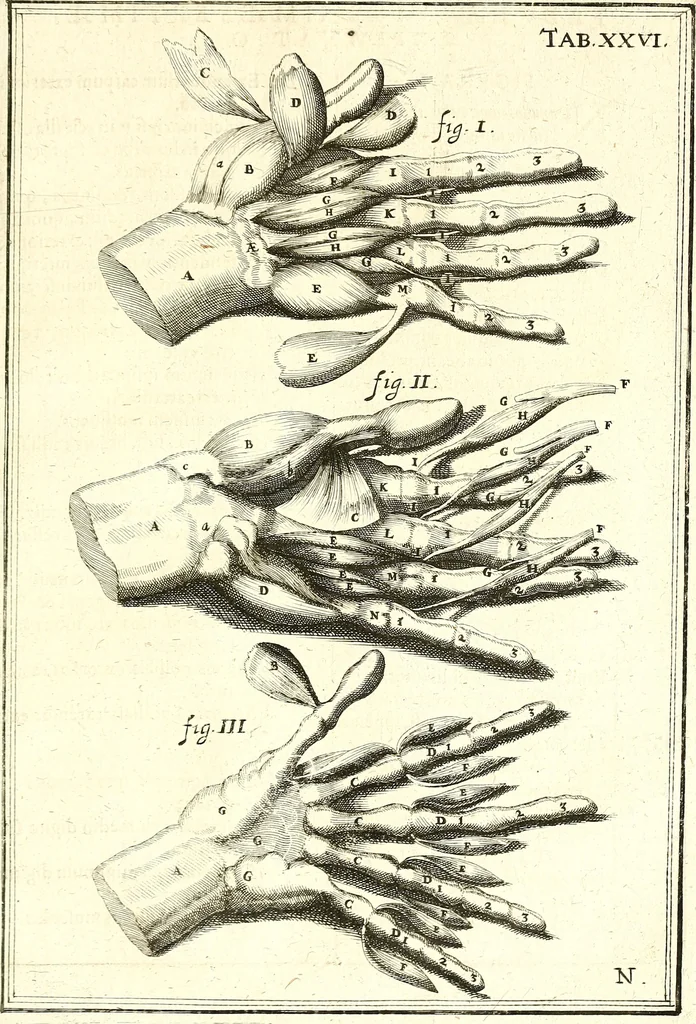 An illustration from Adriani Spigelii ... De humani corporis fabrica libri decem, tabulis XCIIX aeri incisis elegantissimis, nec antehac visis exornati. Serenissimo Ioanni Cornelio Venetiarum duci dicati : opus posthumum : Daniel Bucretius Vratislaviensis Philos. & Medic. D, 1632, leaf 526