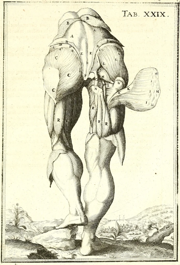 An illustration from Adriani Spigelii ... De humani corporis fabrica libri decem, tabulis XCIIX aeri incisis elegantissimis, nec antehac visis exornati. Serenissimo Ioanni Cornelio Venetiarum duci dicati : opus posthumum : Daniel Bucretius Vratislaviensis Philos. & Medic. D, 1632, leaf 532