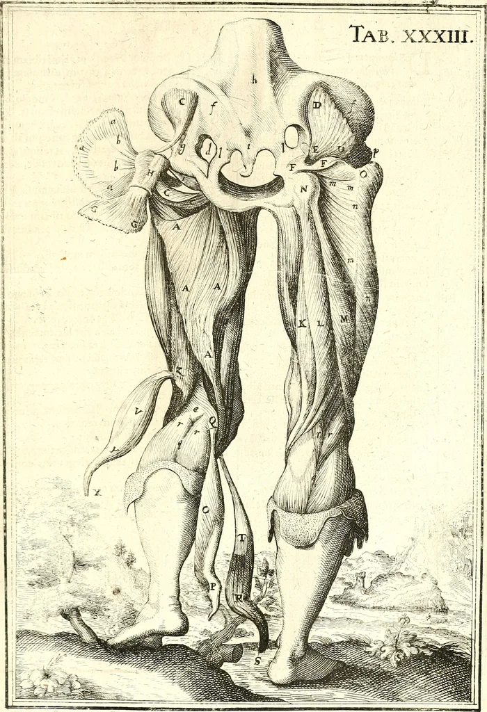 An illustration from Adriani Spigelii ... De humani corporis fabrica libri decem, tabulis XCIIX aeri incisis elegantissimis, nec antehac visis exornati. Serenissimo Ioanni Cornelio Venetiarum duci dicati : opus posthumum : Daniel Bucretius Vratislaviensis Philos. & Medic. D, 1632, leaf 540