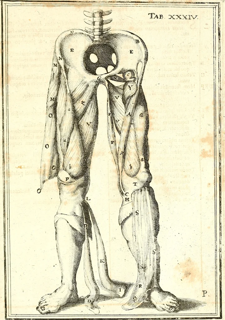 An illustration from Adriani Spigelii ... De humani corporis fabrica libri decem, tabulis XCIIX aeri incisis elegantissimis, nec antehac visis exornati. Serenissimo Ioanni Cornelio Venetiarum duci dicati : opus posthumum : Daniel Bucretius Vratislaviensis Philos. & Medic. D, 1632, leaf 542