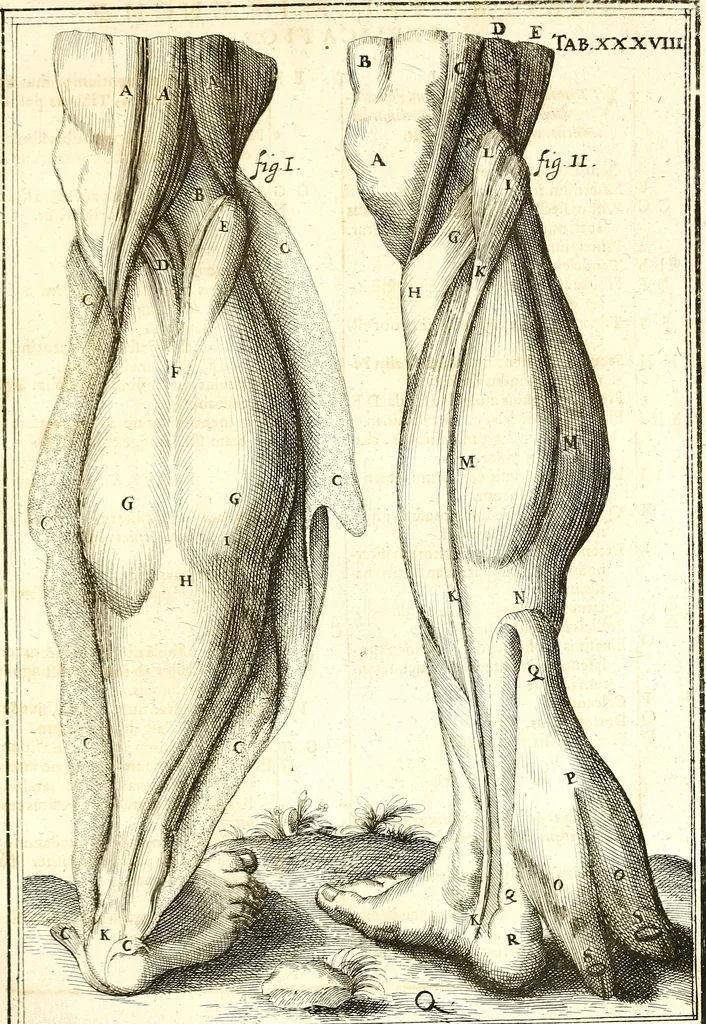 An illustration from Adriani Spigelii ... De humani corporis fabrica libri decem, tabulis XCIIX aeri incisis elegantissimis, nec antehac visis exornati. Serenissimo Ioanni Cornelio Venetiarum duci dicati : opus posthumum : Daniel Bucretius Vratislaviensis Philos. & Medic. D, 1632, leaf 550