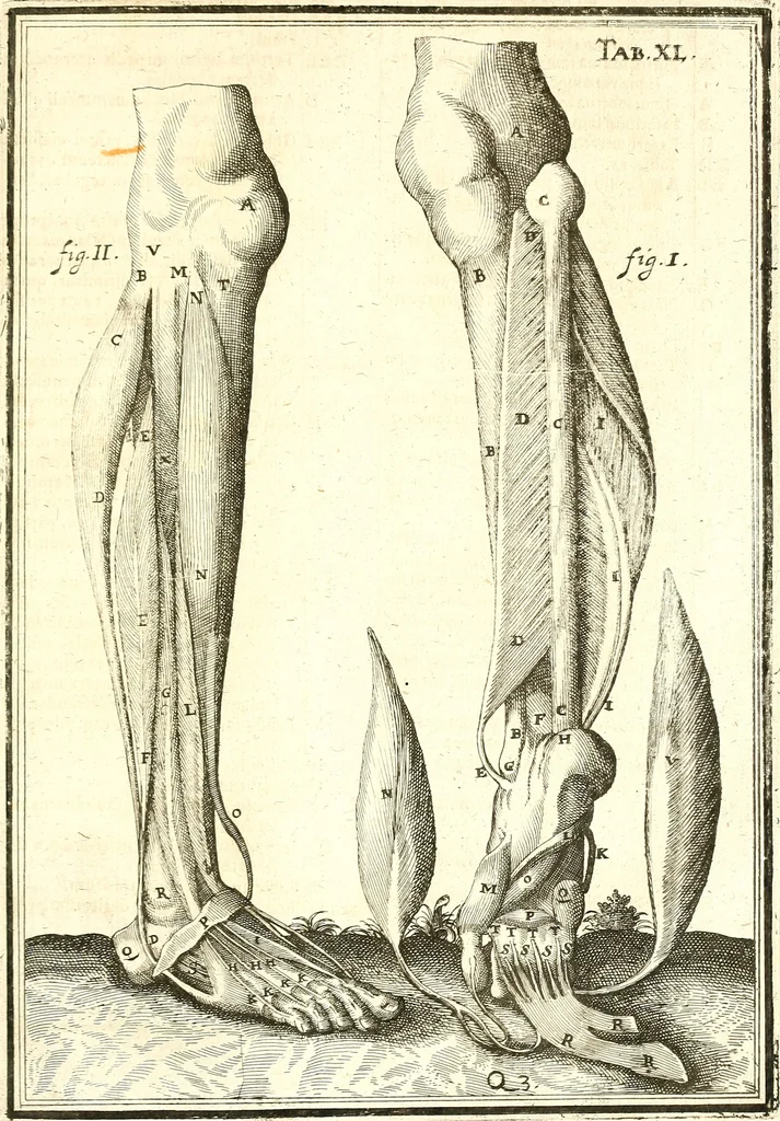 An illustration from Adriani Spigelii ... De humani corporis fabrica libri decem, tabulis XCIIX aeri incisis elegantissimis, nec antehac visis exornati. Serenissimo Ioanni Cornelio Venetiarum duci dicati : opus posthumum : Daniel Bucretius Vratislaviensis Philos. & Medic. D, 1632, leaf 554