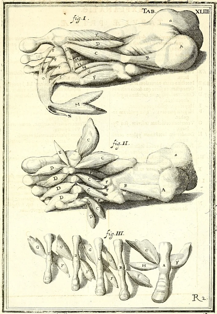 An illustration from Adriani Spigelii ... De humani corporis fabrica libri decem, tabulis XCIIX aeri incisis elegantissimis, nec antehac visis exornati. Serenissimo Ioanni Cornelio Venetiarum duci dicati : opus posthumum : Daniel Bucretius Vratislaviensis Philos. & Medic. D, 1632, leaf 560