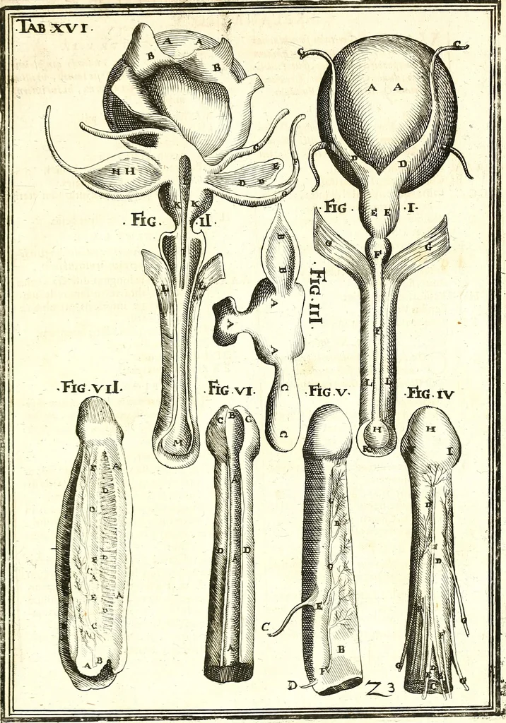 An illustration from Adriani Spigelii ... De humani corporis fabrica libri decem, tabulis XCIIX aeri incisis elegantissimis, nec antehac visis exornati. Serenissimo Ioanni Cornelio Venetiarum duci dicati : opus posthumum : Daniel Bucretius Vratislaviensis Philos. & Medic. D, 1632, leaf 610