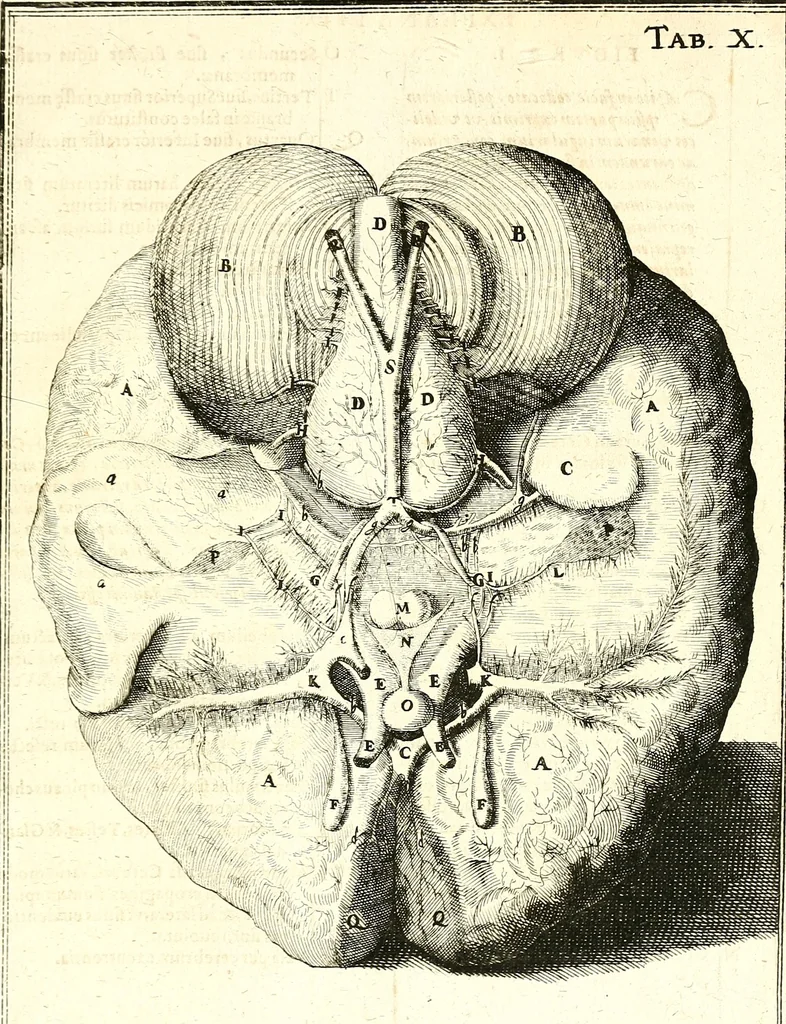 An illustration from Adriani Spigelii ... De humani corporis fabrica libri decem, tabulis XCIIX aeri incisis elegantissimis, nec antehac visis exornati. Serenissimo Ioanni Cornelio Venetiarum duci dicati : opus posthumum : Daniel Bucretius Vratislaviensis Philos. & Medic. D, 1632, leaf 646