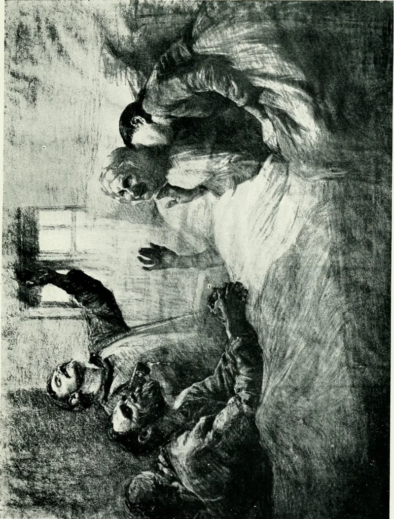 An illustration from Adventures among pictures, 1904, leaf 140